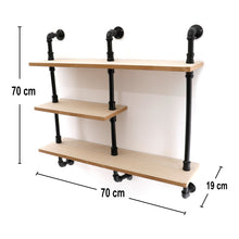 Load image into Gallery viewer, Black Pipe  &amp; Wooden Shelves 70.5cm
