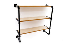 Load image into Gallery viewer, Black Pipe &amp; Wooden Shelves 58cm
