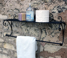 Load image into Gallery viewer, Black Scroll Towel Rail And Shelf
