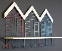 Load image into Gallery viewer, Set Of 7 Beach Hut Wall Hooks With Shelf
