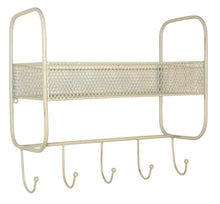 Load image into Gallery viewer, Mesh Wall Shelf With 5 Hooks Cream
