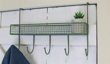 Load image into Gallery viewer, Mesh Over Door Shelf With 5 Hooks Sage Green
