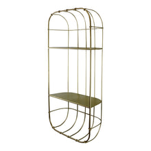 Load image into Gallery viewer, Gold Metal Wall Double Storage Shelf, Basket Design
