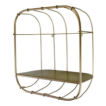 Load image into Gallery viewer, Gold Metal Wall Storage Shelf, Basket Design
