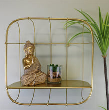 Load image into Gallery viewer, Gold Metal Wall Storage Shelf, Basket Design
