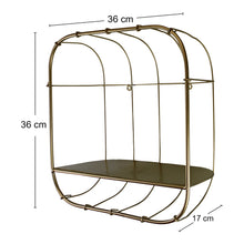 Load image into Gallery viewer, Gold Metal Wall Storage Shelf, Basket Design
