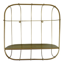 Load image into Gallery viewer, Gold Metal Wall Storage Shelf, Basket Design
