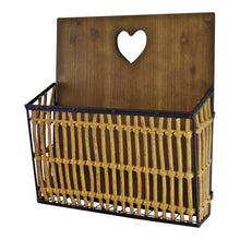 Load image into Gallery viewer, Metal &amp; Wicker Wall Hanging Magazine Rack
