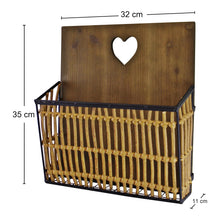 Load image into Gallery viewer, Metal &amp; Wicker Wall Hanging Magazine Rack
