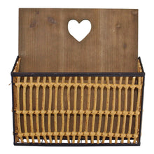 Load image into Gallery viewer, Metal &amp; Wicker Wall Hanging Magazine Rack
