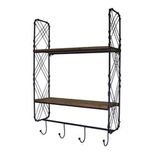 Load image into Gallery viewer, Industrial Style Wall Shelving Unit With Coat Hooks
