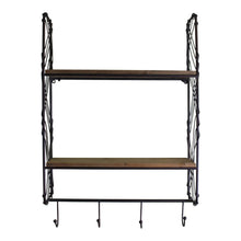 Load image into Gallery viewer, Industrial Style Wall Shelving Unit With Coat Hooks
